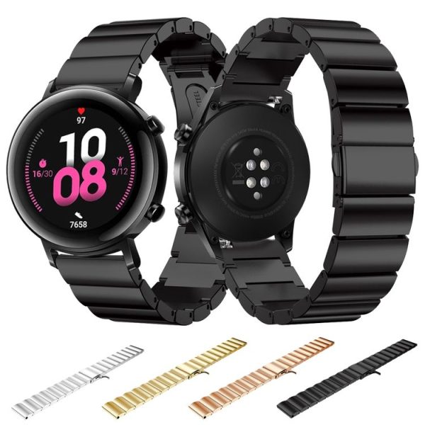 22mm For Huawei Watch GT2e GT2 46mm A Flat Buckle Stainless Steel Watch Band (Black) - Image 6