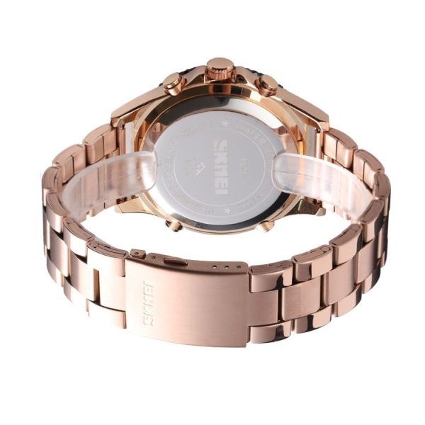 SKMEI 1538 Multi-Function Time Large Dial Steel Belt Men Casual Sports Electronic Watch (Black-Steel Belt) - Image 4