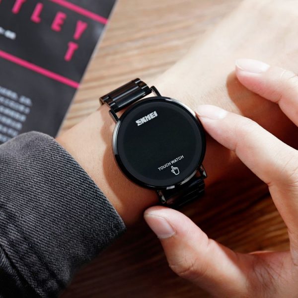 SKMEI 1550 Simple and Stylish LED Touch Screen Men Watch Waterproof Stainless Steel With Electronic Watch (Black) - Image 12