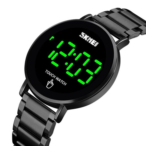 SKMEI 1550 Simple and Stylish LED Touch Screen Men Watch Waterproof Stainless Steel With Electronic Watch (Black) - Image 4