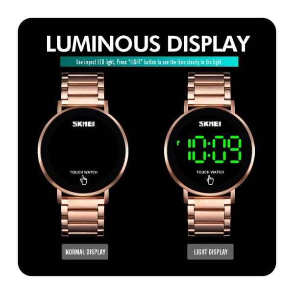 SKMEI 1550 Simple and Stylish LED Touch Screen Men Watch Waterproof Stainless Steel With Electronic Watch (Black) - Image 9