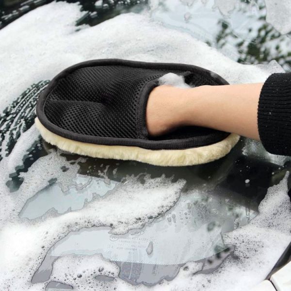 Car Styling Wool Soft Car Washing Gloves Cleaning Brush Motorcycle Washer Care Products (Black)
