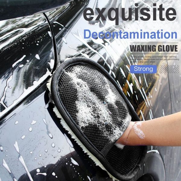Car Styling Wool Soft Car Washing Gloves Cleaning Brush Motorcycle Washer Care Products (Black) - Image 6
