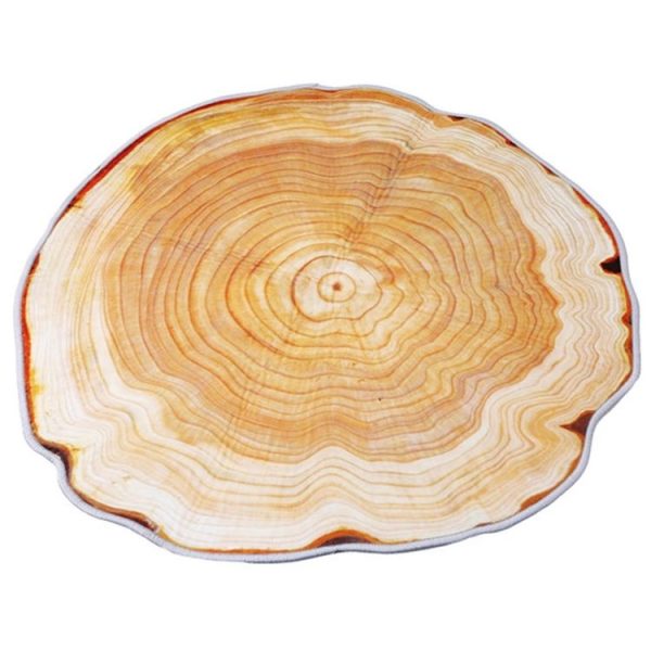 3D Growth Ring Pattern Bathroom Living Room Carpets Home Decor Mat, Size: Diameter about 0.4m (Yellow Abstract Wood Grain) - Image 2