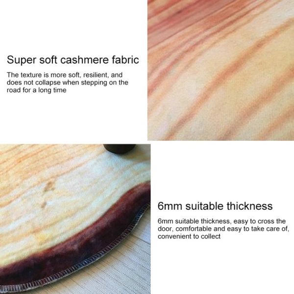 3D Growth Ring Pattern Bathroom Living Room Carpets Home Decor Mat, Size: Diameter about 0.4m (Yellow Abstract Wood Grain) - Image 4