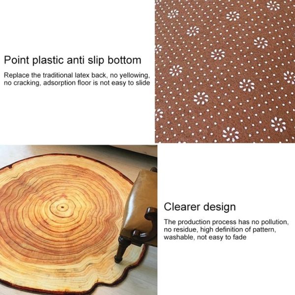 3D Growth Ring Pattern Bathroom Living Room Carpets Home Decor Mat, Size: Diameter about 0.4m (Yellow Abstract Wood Grain) - Image 5