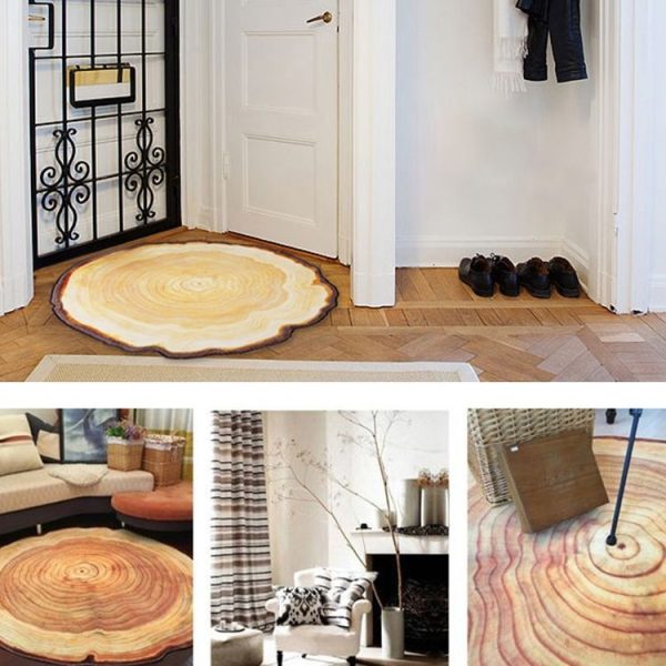 3D Growth Ring Pattern Bathroom Living Room Carpets Home Decor Mat, Size: Diameter about 0.4m (Yellow Abstract Wood Grain) - Image 7