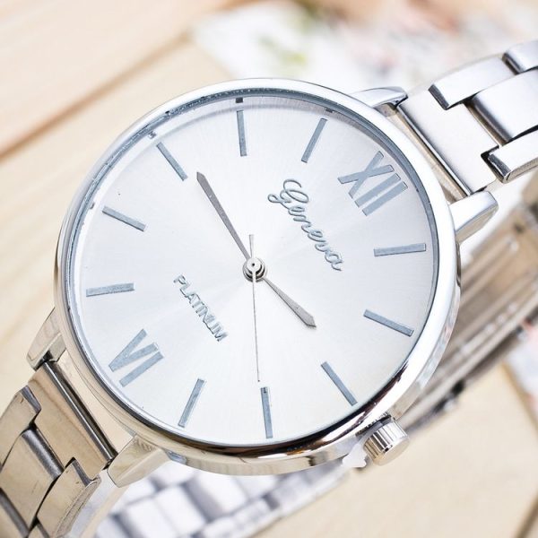 2 PCS Women Large Dial Stainless Steel Fine Strap Quartz Watch (Rose Red) - Image 3