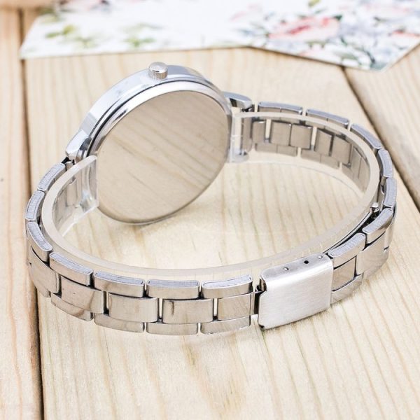 2 PCS Women Large Dial Stainless Steel Fine Strap Quartz Watch (Rose Red) - Image 4