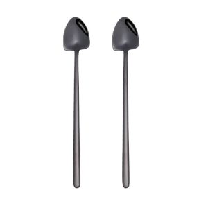 2 PCS Stainless Steel Spoon Creative Coffee Spoon Bar Ice Spoon Gold Plated Long Stirring Spoon, Style: Pointed Spoon, Color: Black