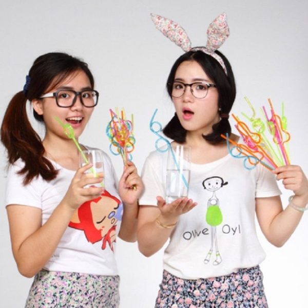 10 PCS Creative Plastic Curved Straws, Random Color Style Delivery - Image 5