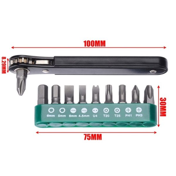 10 in1 Multifunction Mini Right Angle Offset Hand Ratchet Screwdriver Ratchet Tool - Image 5