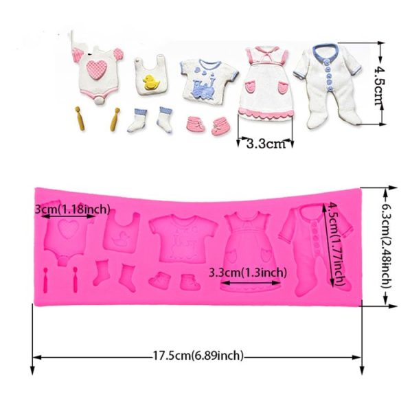 2 PCS Baking Mold Baby Shoes Fondant Cake Mold Kid Clothes Silicone DIY Chocolate West Point Mold - Image 4
