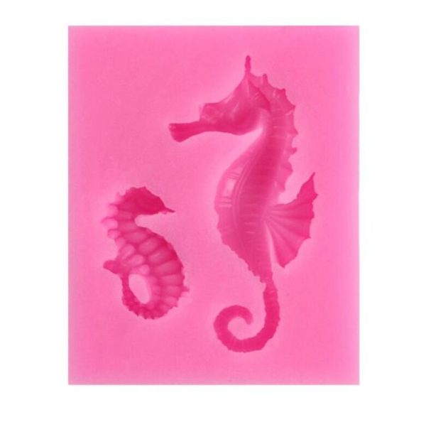 2 PCS Hippocampus DIY Modeling Mold Fondant Silicone Cake Chocolate Mold Baking Tool (Pink) - Image 2