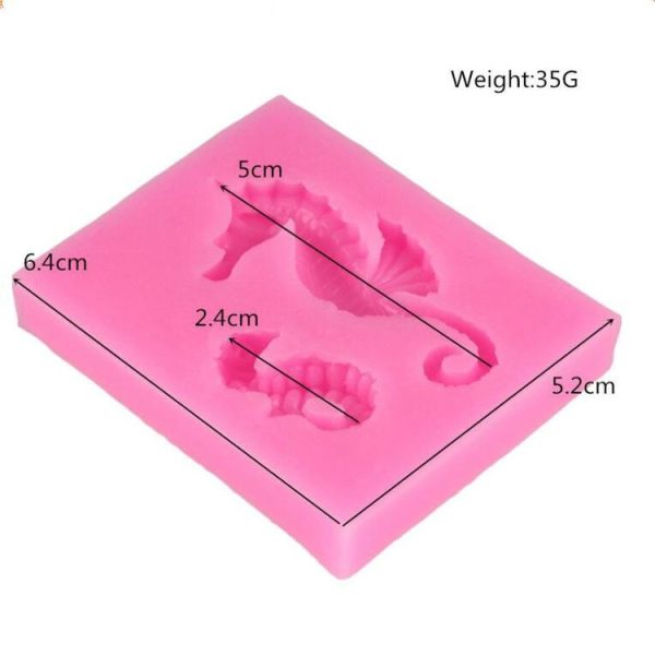 2 PCS Hippocampus DIY Modeling Mold Fondant Silicone Cake Chocolate Mold Baking Tool (Pink) - Image 5