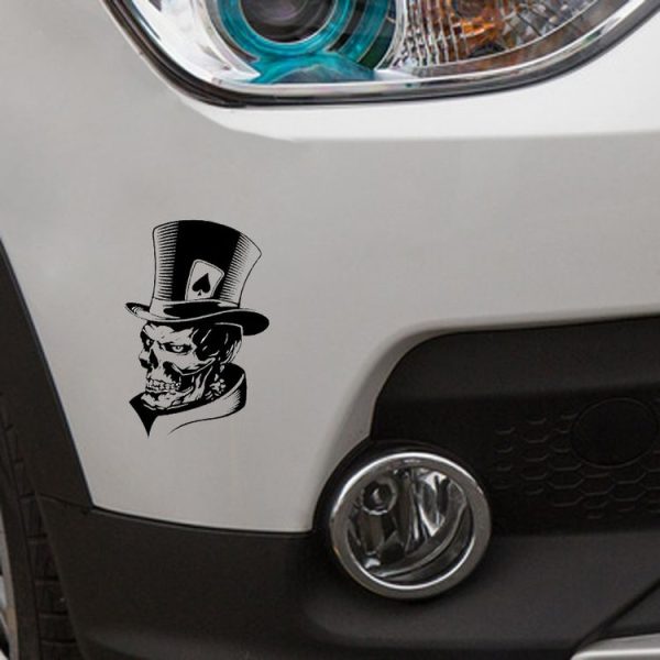10 PCS Joker Skeleton Skull Playing Cards Poker Monster Hat Shape Vinyl Car Sticker, Size: 11.3x17.6cm (Black) - Image 3