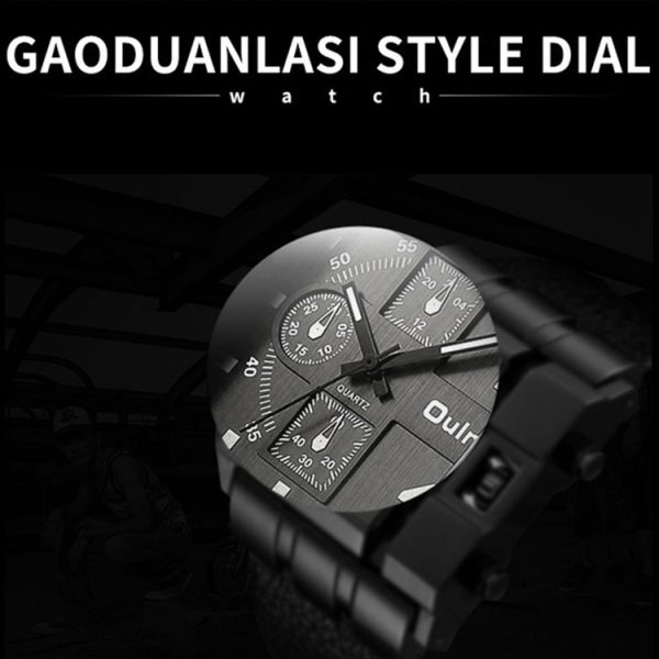 Oulm 3364 Men Square Dial Leather Belt Quartz Watch (Black) - Image 5