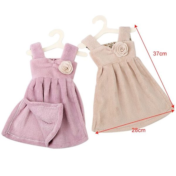 Dress Shaped Pattern Super Absorbent Coral Velvet Household Hand Towel (Purple) - Image 2