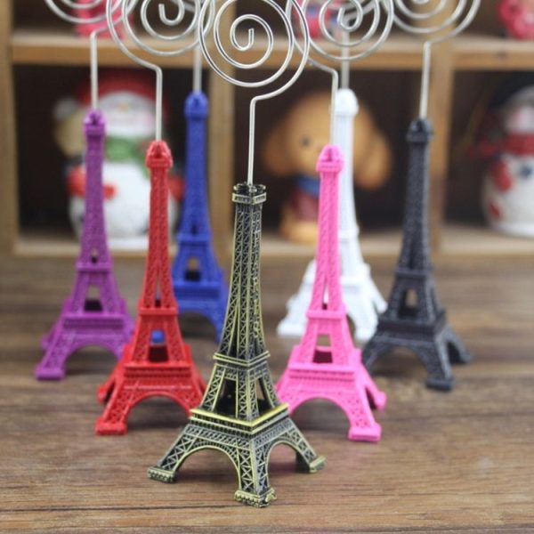 Mini Eiffel Tower Shape Desktop Statue Information Notecard Holder Photo Clip Home Art Deco Gift, Random Color Delivery - Image 3
