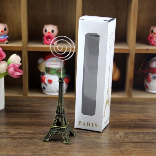 Mini Eiffel Tower Shape Desktop Statue Information Notecard Holder Photo Clip Home Art Deco Gift, Random Color Delivery - Image 4