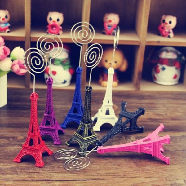 Mini Eiffel Tower Shape Desktop Statue Information Notecard Holder Photo Clip Home Art Deco Gift, Random Color Delivery - Image 5