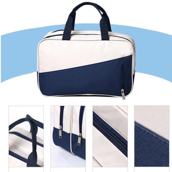 Fashion Large Capacity Portable Oxford Wet And Dry Separation Travel Bags (Dark Blue and White) - Image 10