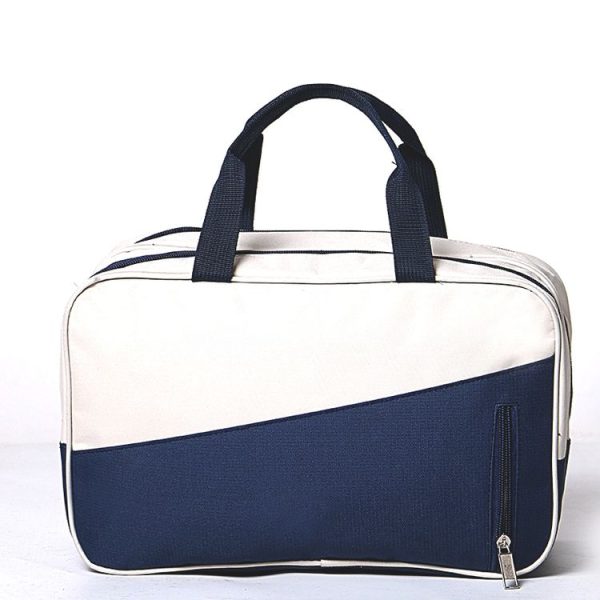 Fashion Large Capacity Portable Oxford Wet And Dry Separation Travel Bags (Dark Blue and White) - Image 2