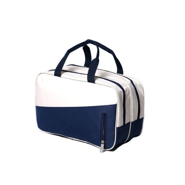 Fashion Large Capacity Portable Oxford Wet And Dry Separation Travel Bags (Dark Blue and White) - Image 3