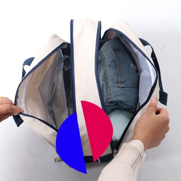 Fashion Large Capacity Portable Oxford Wet And Dry Separation Travel Bags (Dark Blue and White) - Image 5