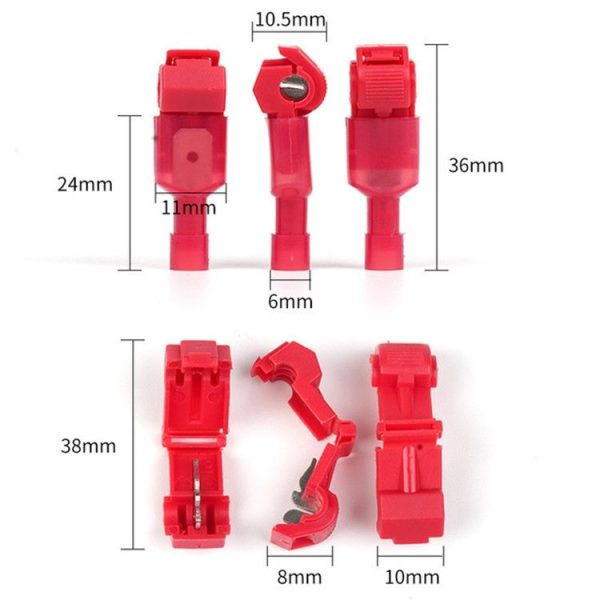 10 PCS T-type Quick-break Wire-free Fast Wire Terminal Clam (Red) - Image 4