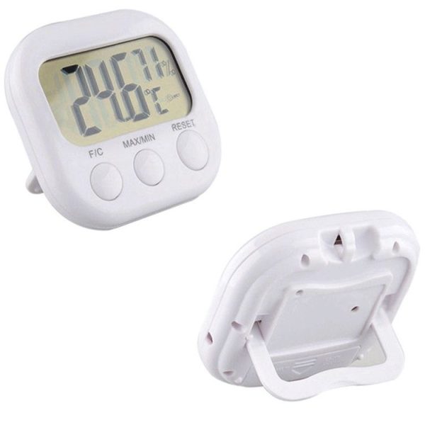 Digital LCD Indoor Thermometer Hygrometer Gauge Clock Temperature Humidity Meter - Image 2