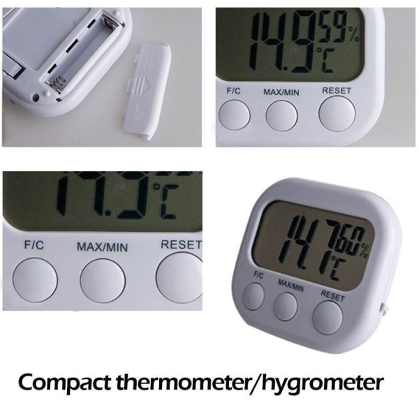 Digital LCD Indoor Thermometer Hygrometer Gauge Clock Temperature Humidity Meter - Image 5