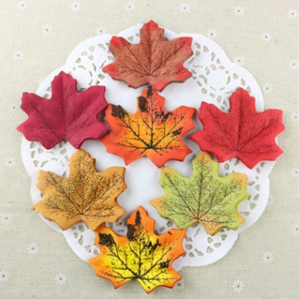 100 PCS Artificial Maple Leaves Artificial Plants Weddings Events Decoration, Random Color Delivery - Image 2