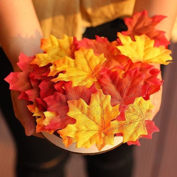 100 PCS Artificial Maple Leaves Artificial Plants Weddings Events Decoration, Random Color Delivery - Image 4