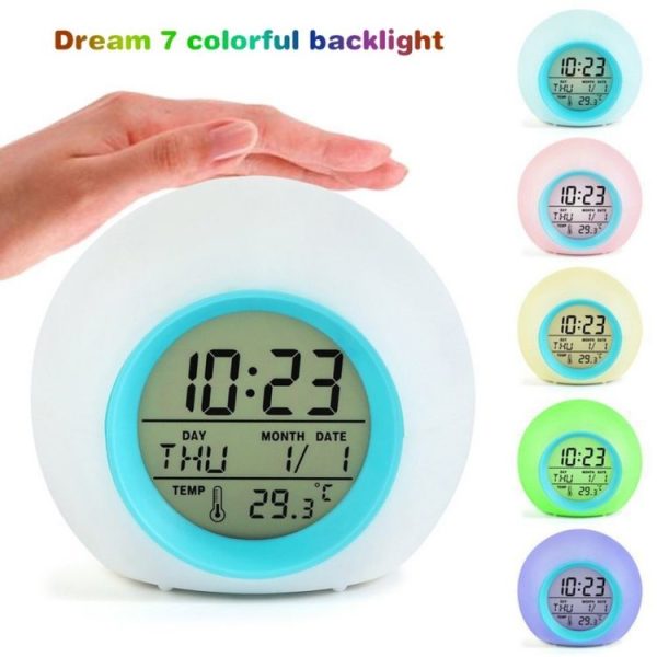 Round Color Light Gradient Alarm Clock Perpetual Calendar Clock - Image 2