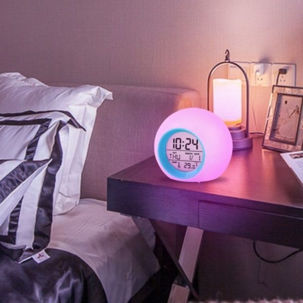 Round Color Light Gradient Alarm Clock Perpetual Calendar Clock - Image 8