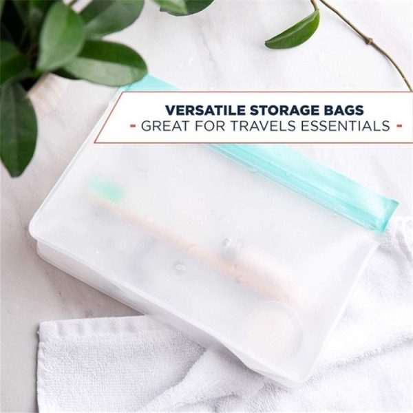 2 Sets PEVA Food Bags Reuse Three-dimensional Thickened Storage Sealed Fresh-keeping Bags, Random Color Delivery - Image 5