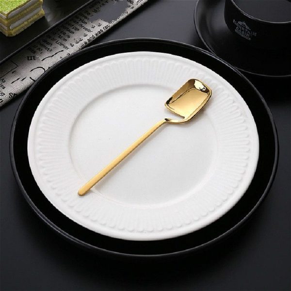 Stainless Steel V-shaped Wall Hanging Design Simple Coffee Spoon Fork Creative Long Handle Stirring Tableware, Style: Spoon, Color: Gold - Image 2