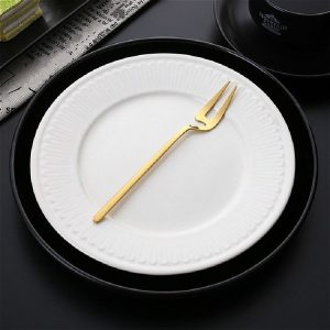 Stainless Steel V-shaped Wall Hanging Design Simple Coffee Spoon Fork Creative Long Handle Stirring Tableware, Style: Fork, Color: Gold