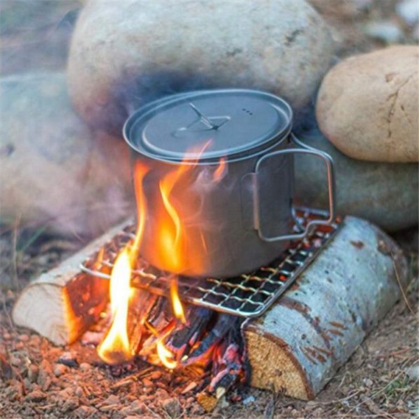 Outdoor Camping Pot Rack Square 304 Stainless Steel Barbecue Mesh Simple Wood Fire Stove Barbecue Grill - Image 5