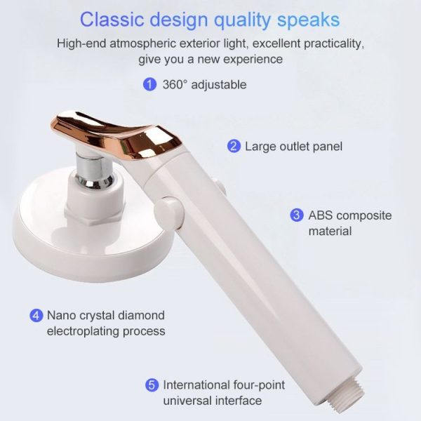 Universal Pressurized One-touch Water Stop Hand Shower Head, Color: White Color Gold - Image 4