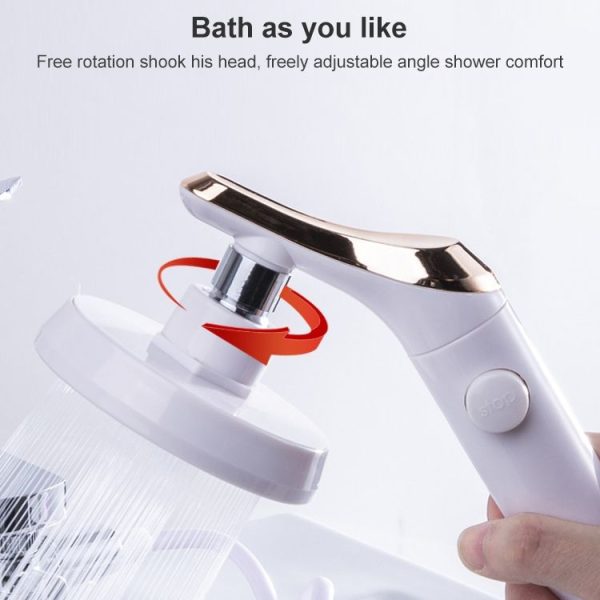 Universal Pressurized One-touch Water Stop Hand Shower Head, Color: White Color Gold - Image 6