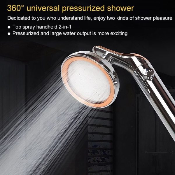 Universal Pressurized One-touch Water Stop Hand Shower Head, Color: White Color Gold - Image 7