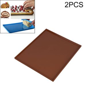 2 PCS Non-stick Cake Pad Swiss Roll Pad Baking Tools For Cakes Silicone Mat (Brown)