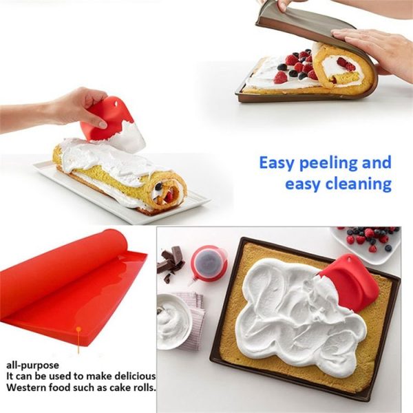 2 PCS Non-stick Cake Pad Swiss Roll Pad Baking Tools For Cakes Silicone Mat (Brown) - Image 6