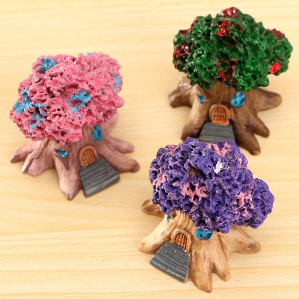 Micro Landscape Flower Pot Decoration Fleshy Cartoon Construction Toy Big Tree House Resin Decoration (Purple) - Image 4