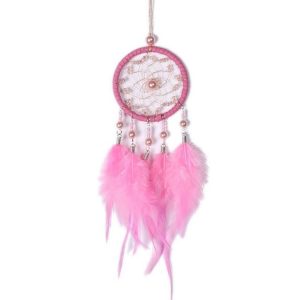 Mini Creative Dreamcatcher Crafts Hollow Wind Chime Car Hanging Decoration (Pink)