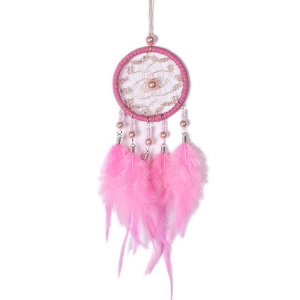 Mini Creative Dreamcatcher Crafts Hollow Wind Chime Car Hanging Decoration (Pink)
