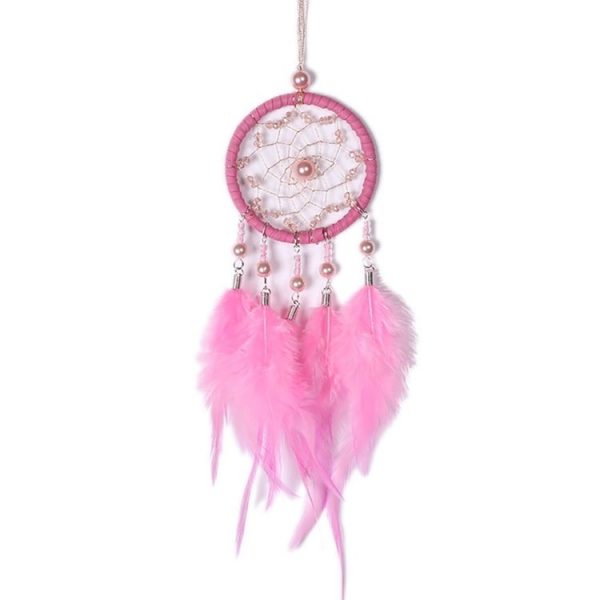 Mini Creative Dreamcatcher Crafts Hollow Wind Chime Car Hanging Decoration (Pink) - Image 2