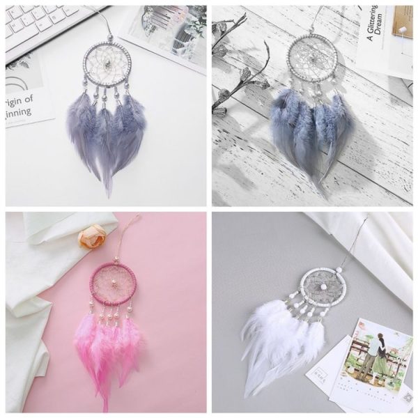 Mini Creative Dreamcatcher Crafts Hollow Wind Chime Car Hanging Decoration (Pink) - Image 3